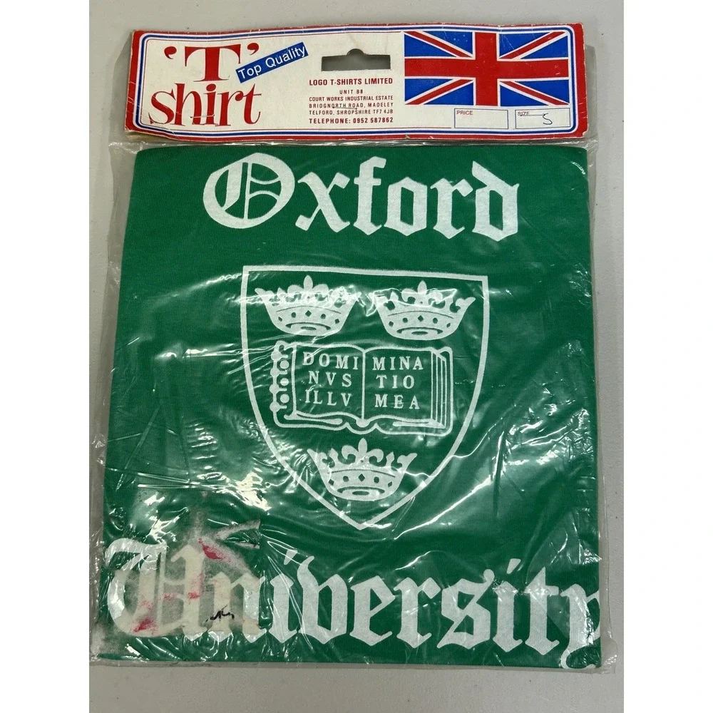 Vintage Oxford University‎ Tee Green S Fruit of the Loom Deadstock